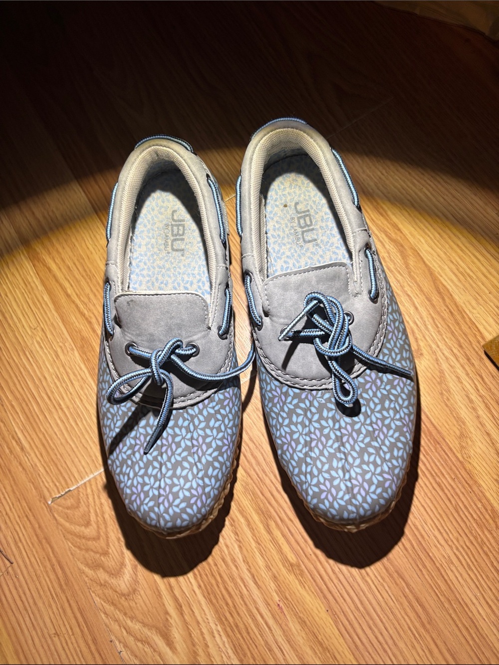 Kids Gray and Light Blue Patterned Slip-On Sneakers